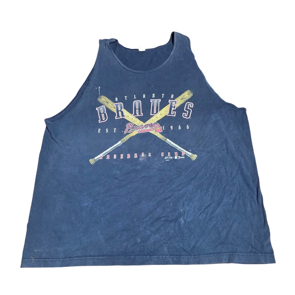 Vintage 2000 Atlanta Braves Baseball Club Tank Top Mens 3XL Navy Blue MLB USA